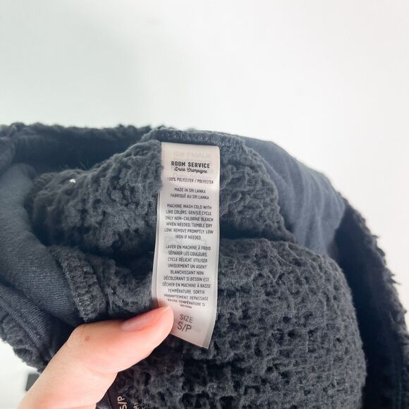 Room Service NWOT Cozy Knit Sherpa Lounge Pants Black Size S - Picture 3 of 4